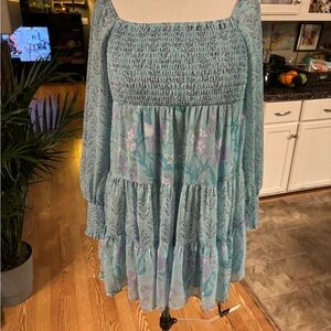 Taylor Blue Floral Smocked Dress